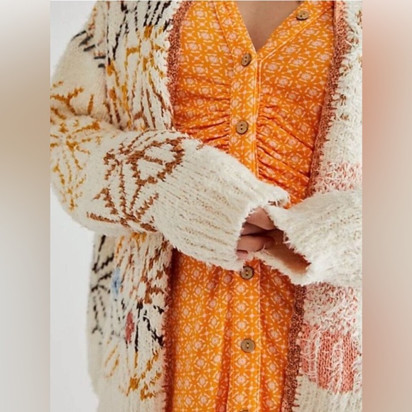 Free People - FP Prairie Cardi Knit Floral Cardigan Sweater Women’s Size XS - Picture 13 of 13